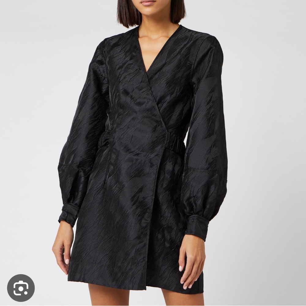 NWOT Ganni Black Wrap Dress FR36/US4